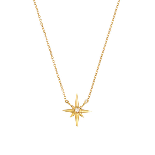 14k Gold & Diamond North Star Pendant