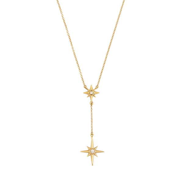 14k Gold & Diamond North Star Double Pendant