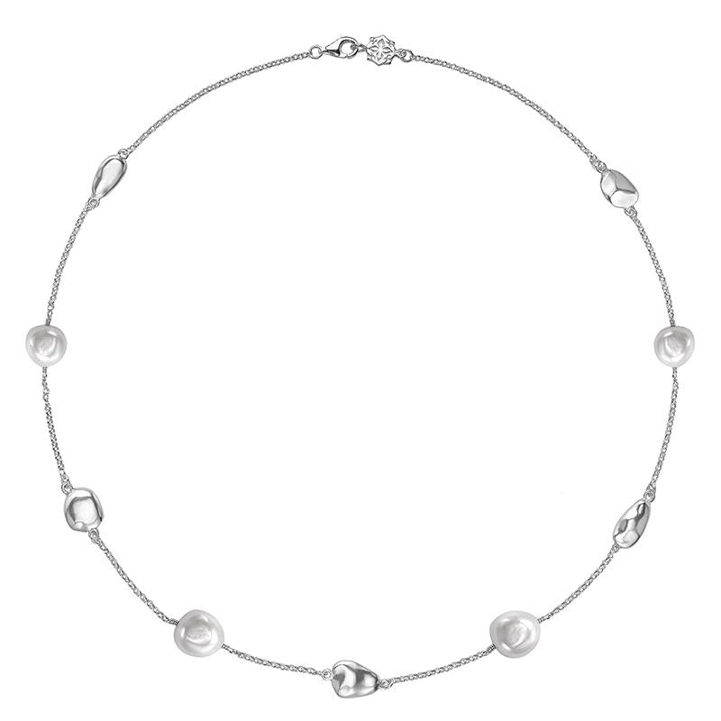 Pebble & White Baroque Pearl Necklace