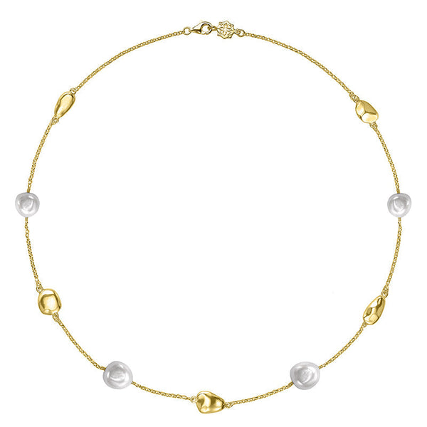 Pebble & White Baroque Pearl Necklace