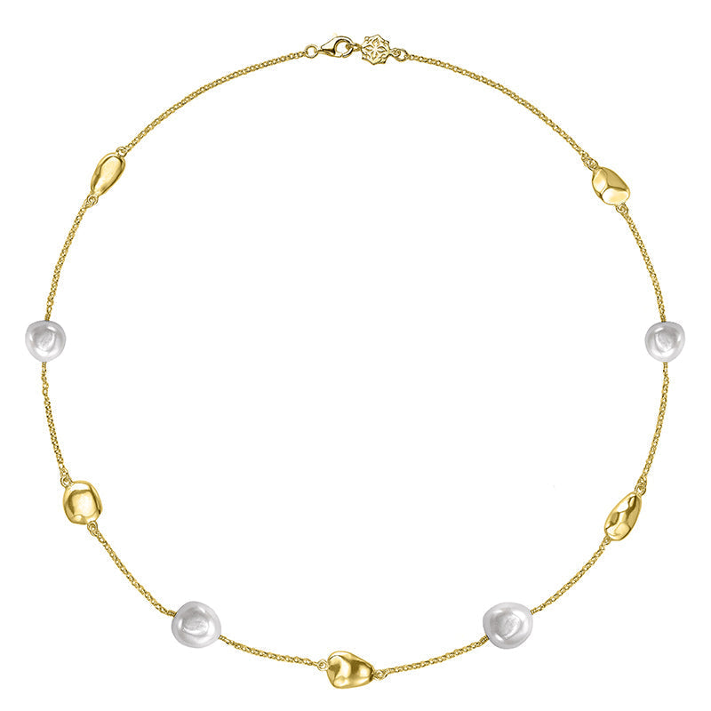 Pebble & White Baroque Pearl Necklace