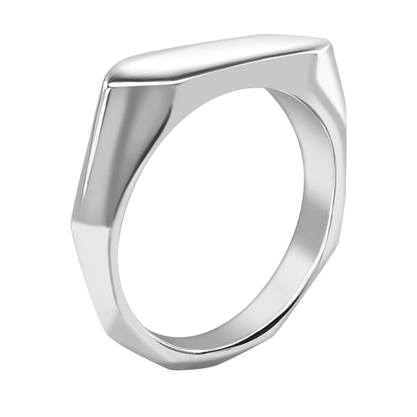 Mens Long Pebble Signet Ring