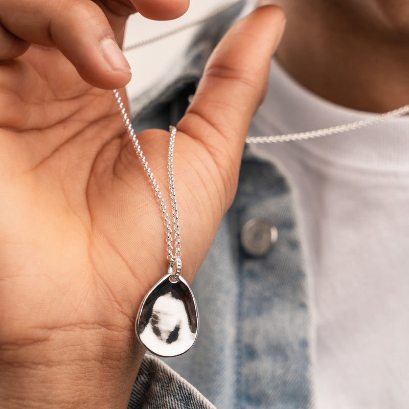 Dower-And-Hall-Mens-Engravable-Stirling-Silver-Large-Pebble-Pendant-2