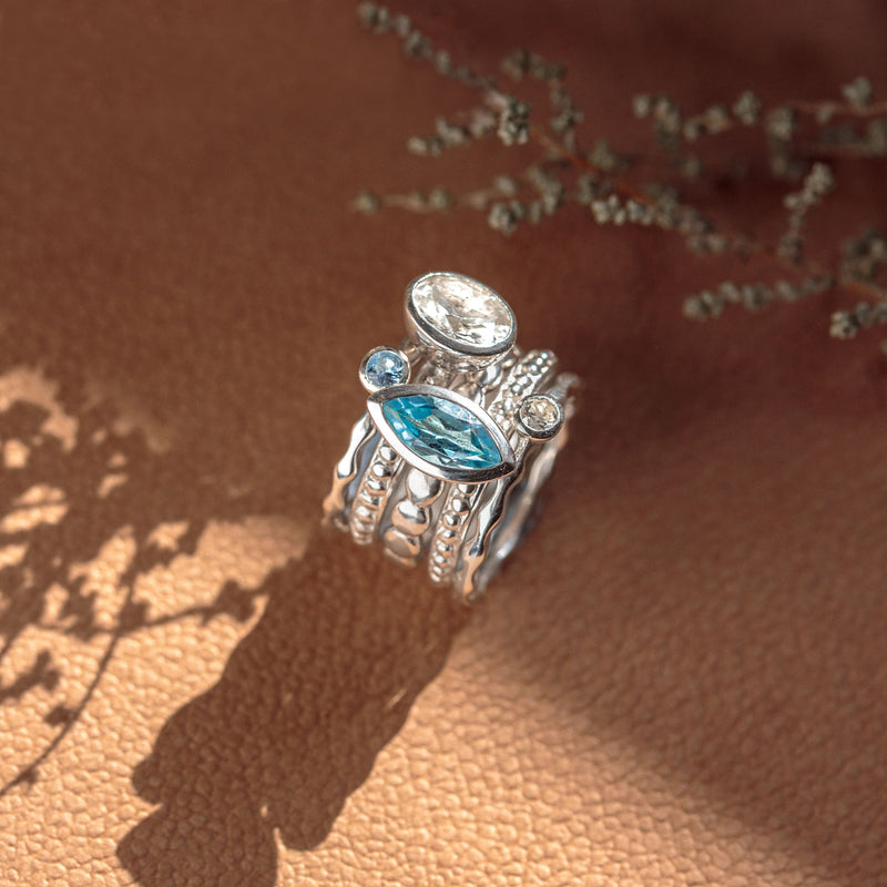 Marquise Swiss Blue Topaz Twinkle Ring