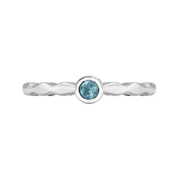 3mm Aquamarine Wave Band Twinkle Ring