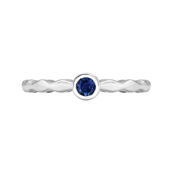 3mm Blue Sapphire Wave Twinkle Ring