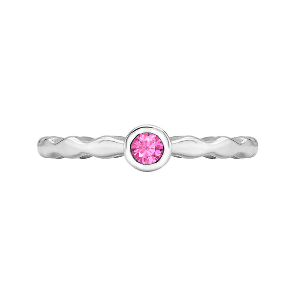 3mm Pink Sapphire Wave Twinkle Ring