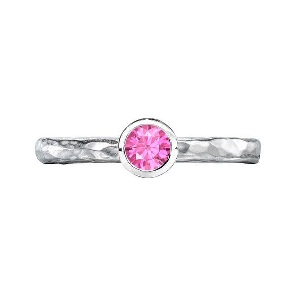 Dower-And-Hall-Stirling-Silver-4mm-Pink-Sapphire-Hammered-Twinkle-Ring