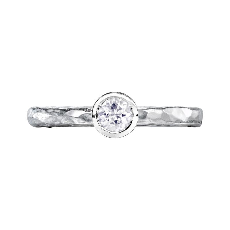Dower-And-Hall-Stirling-Silver-4mm-White-Sapphire-Hammered-Twinkle-Ring
