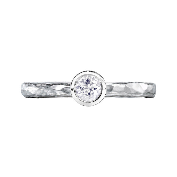 Dower-And-Hall-Stirling-Silver-4mm-White-Topaz-Hammered-Twinkle-Ring