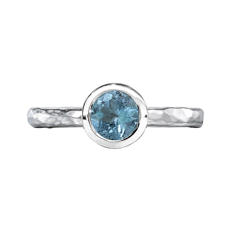 6mm Blue Topaz Hammered Twinkle Ring