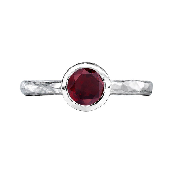 6mm Garnet Hammered Twinkle Ring