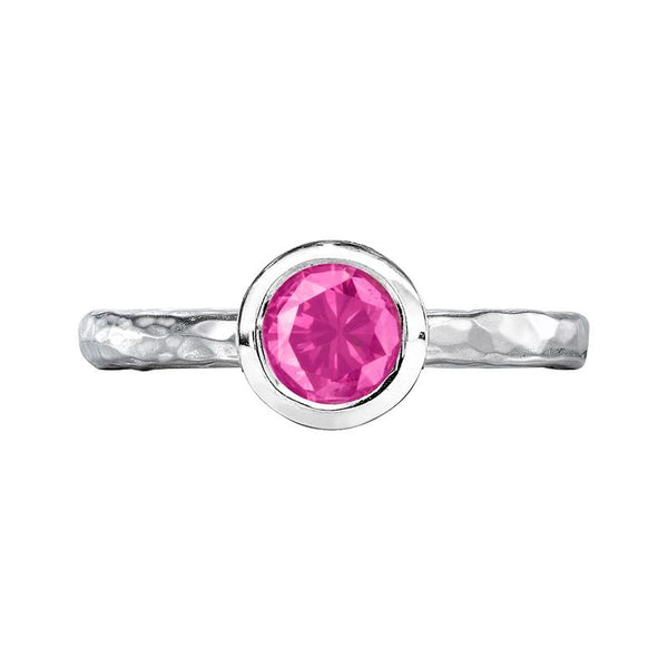6mm Pink Topaz Hammered Twinkle Ring