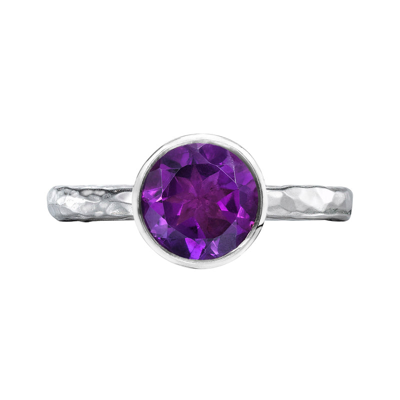 8mm Amethyst Hammered Twinkle Ring