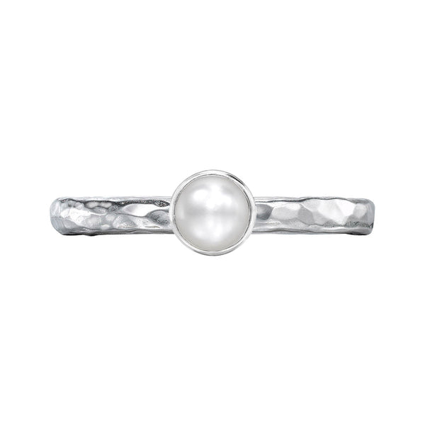 Dower-And-Hall-Stirling-Silver-4mm-White-Pearl-Hammered-Twinkle-Ring