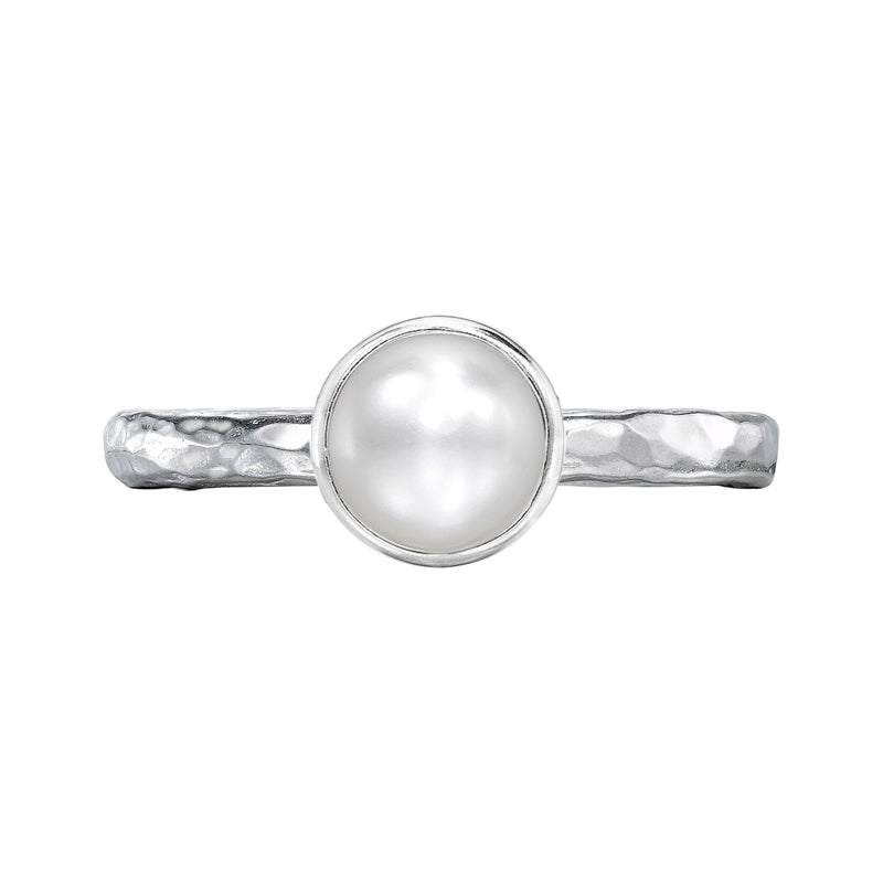 Dower-And-Hall-Stirling-Silver-6mm-White-Pearl-Hammered-Twinkle-Ring