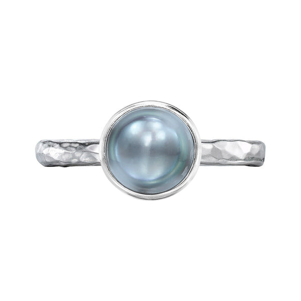 Dower-And-Hall-Stirling-Silver-8mm-Dove-Grey-Pearl-Hammered-Twinkle-Ring