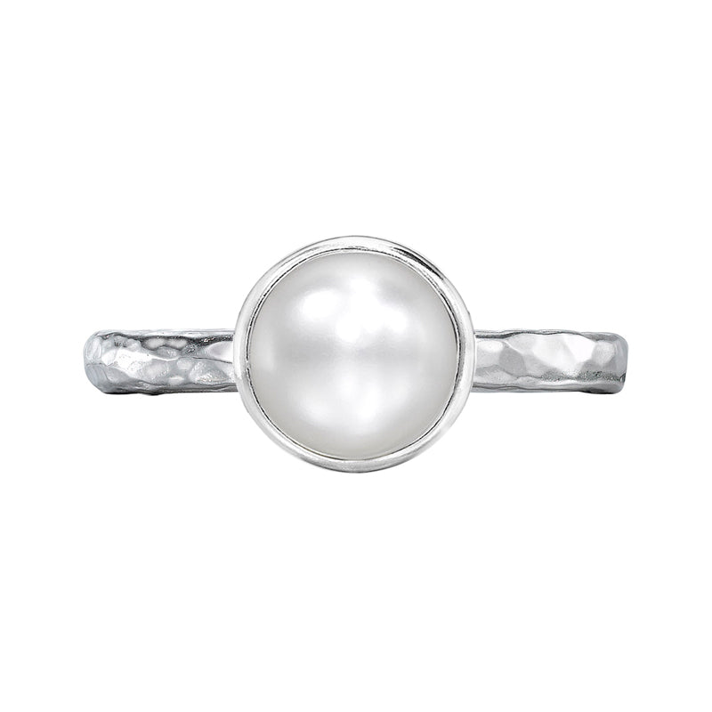 Dower-And-Call-Stirling-Silver-8mm-White-Pearl-Hammered-Twinkle-Ring