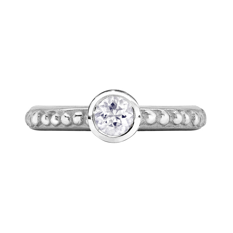 5mm White Topaz Granular Dotty Twinkle Ring