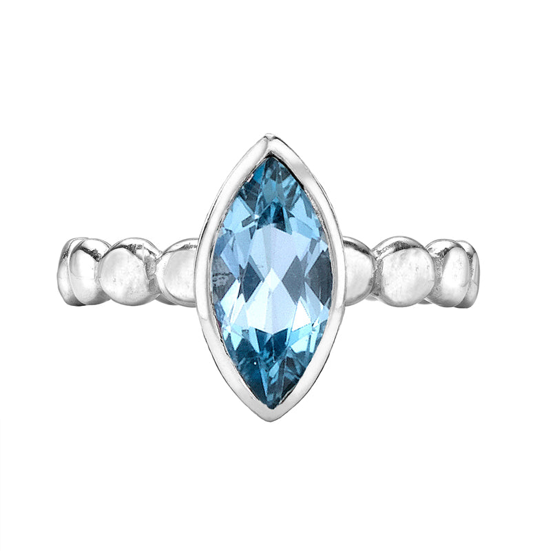 Marquise Blue Topaz Dewdrop Twinkle Ring