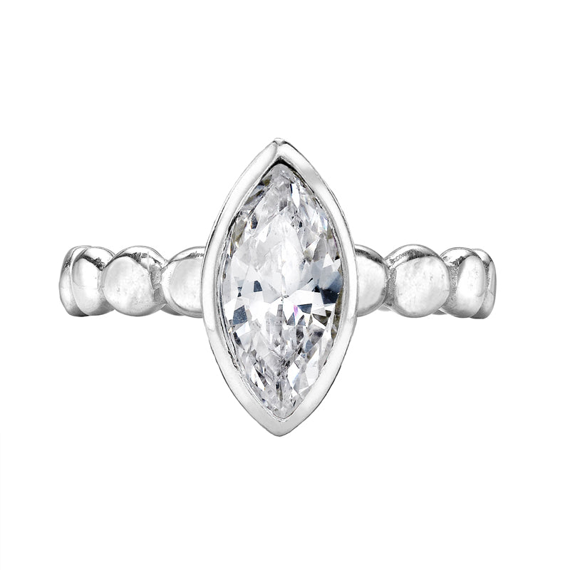 Marquise White Topaz Dewdrop Twinkle Ring