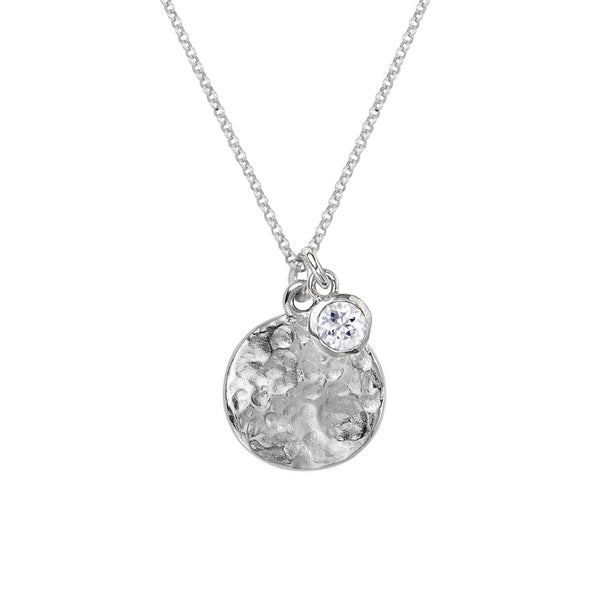 Men's Disc & 5mm White Topaz Array Pendant