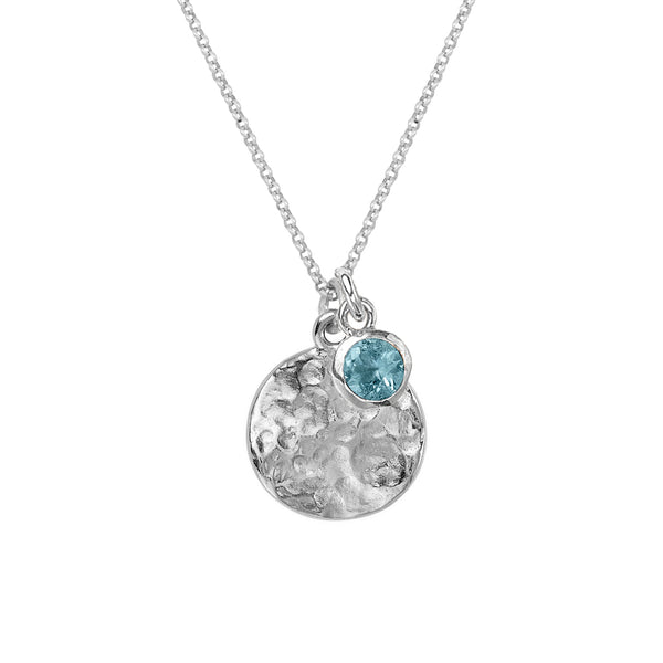 Men's Disc & 5mm Blue Topaz Array Pendant