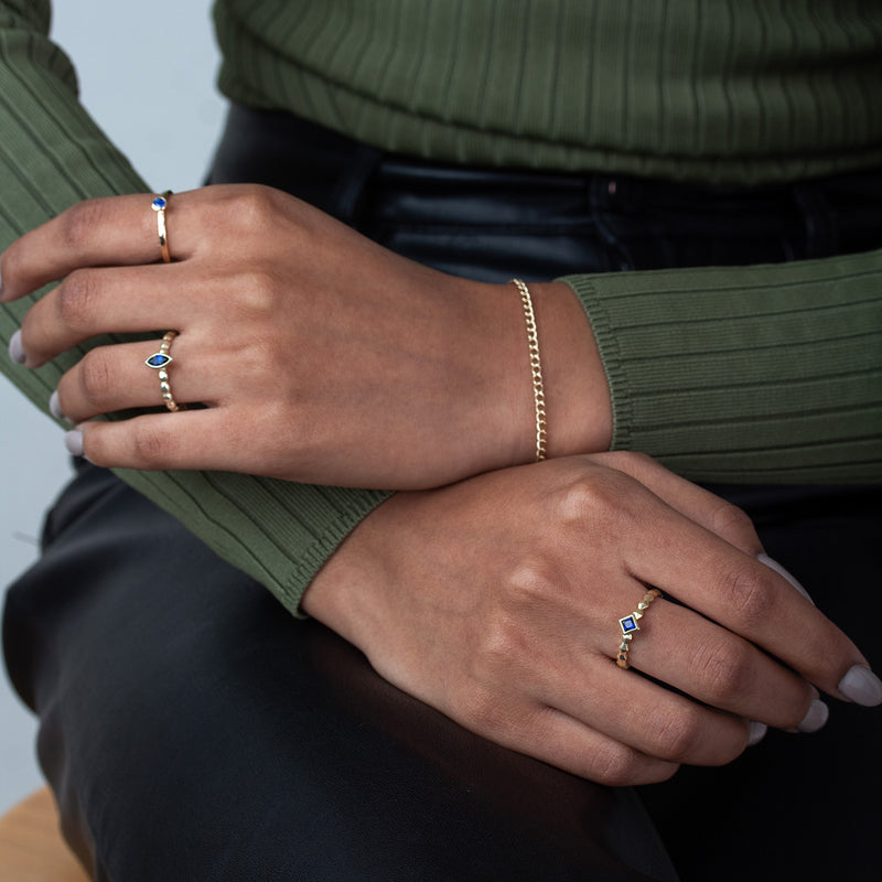 14k Brancusi Cube Sapphire Narrative Ring