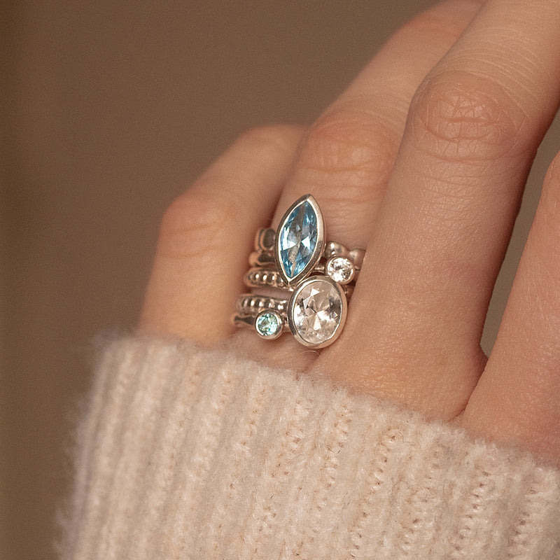 Marquise Swiss Blue Topaz Twinkle Ring